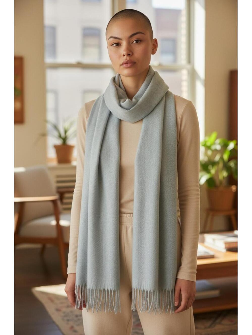 Style & Co Light Gray Soft Fringe Scarf NWT